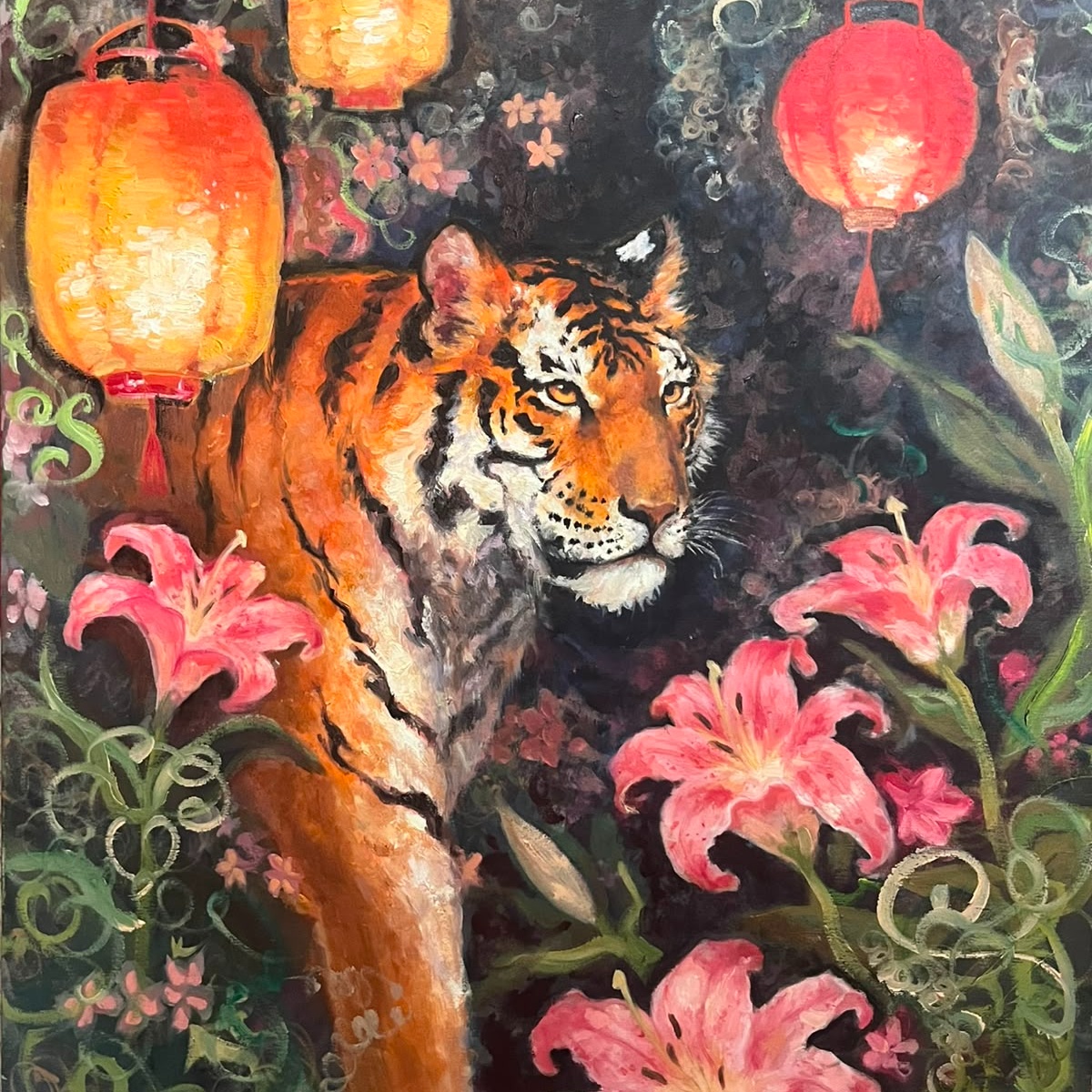 Tiger in bloom - çiçek açan kaplan