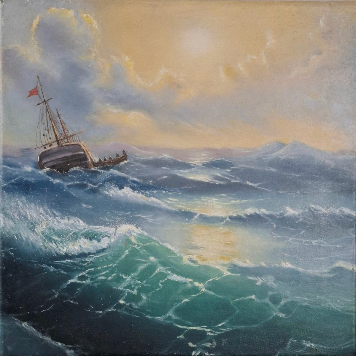 Fırtınalı Denizde Yelkenli (Ivan Aivazovsky Reprodüksiyonu)
